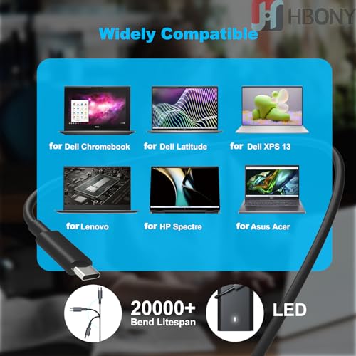 65W 60W USB Type C Charger Compatible with Dell Laptop Latitude 5540 5440 7440 5450 e5430 5430 5530 7430 3450 5550 5350 7450 5420 7420 5520 e5440 Power Cord, XPS 13 Computer AC Adapter