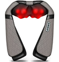 Blue Elf Shiatsu Neck & Back Massager with Heat – 3D Electric Kneading Massage Pillow for Full Body Relaxation (Gray, Home, Office & Car Use)