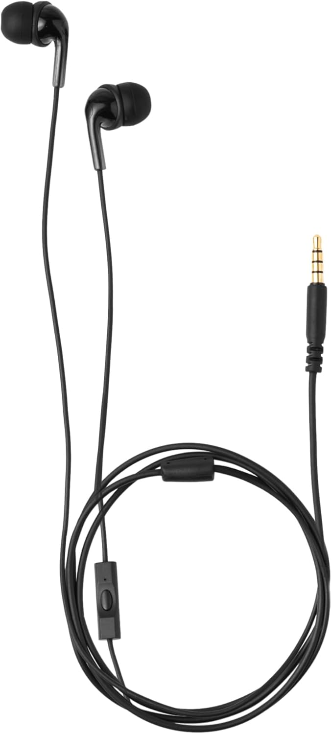 Wired Earbuds with Microphone, In Ear Headphones, 3.5mm Jack, 4.2 ft long cable, S/M/L Ear Tips, Black