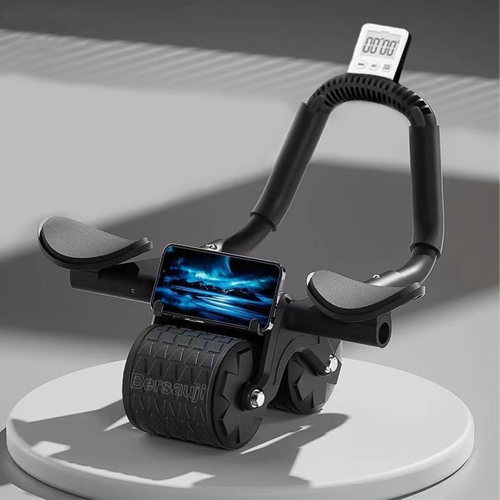 2026 New Ab Roller Wheel with Knee Mat &Timer, Automatic Rebound Abdominal Wheel, Ab Abdominal Exercise Roller with Elbow Support, Abs Workout Equipment Ab Exercise Roller for Women Men