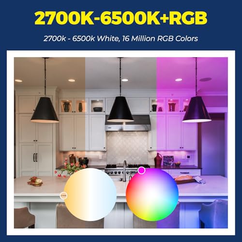Lightinginside Smart Light Bulbs 100W Equiv., 1350LM 11W Smart Bulb Works with Alexa/Google Home/SmartLife, A19 E26 RGBCW Color Changing, No Hub Required, 2.4G WiFi Bluetooth Bulb, ETL Listed, 4PCS