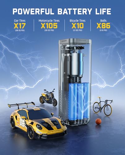 Fanttik X8 APEX Tire Inflator Portable Air Compressor, 1 Min Fast Inflation, 150PSI Cordless Tire Inflator with LED Dual Screen, Suitable for Car, Bike, Motorcycle, Up to 26.3″ Tires, Mechanical Gray