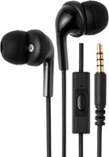 Wired Earbuds with Microphone, In Ear Headphones, 3.5mm Jack, 4.2 ft long cable, S/M/L Ear Tips, Black