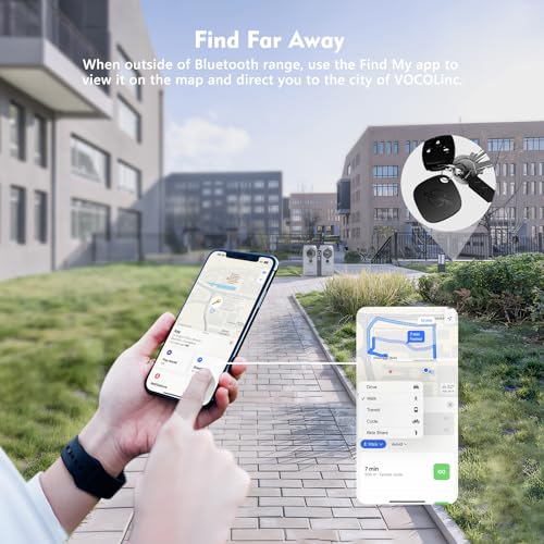 [Apple MFi Certified] VOCOlinc Air Tracker Tags 4 Pack Black, Smart Key Finder Work with Apple Find My APP (iOS Only,Not for Android), Item Locator for Luggage Suitcases/Bag/Wallet,Replaceable Battery