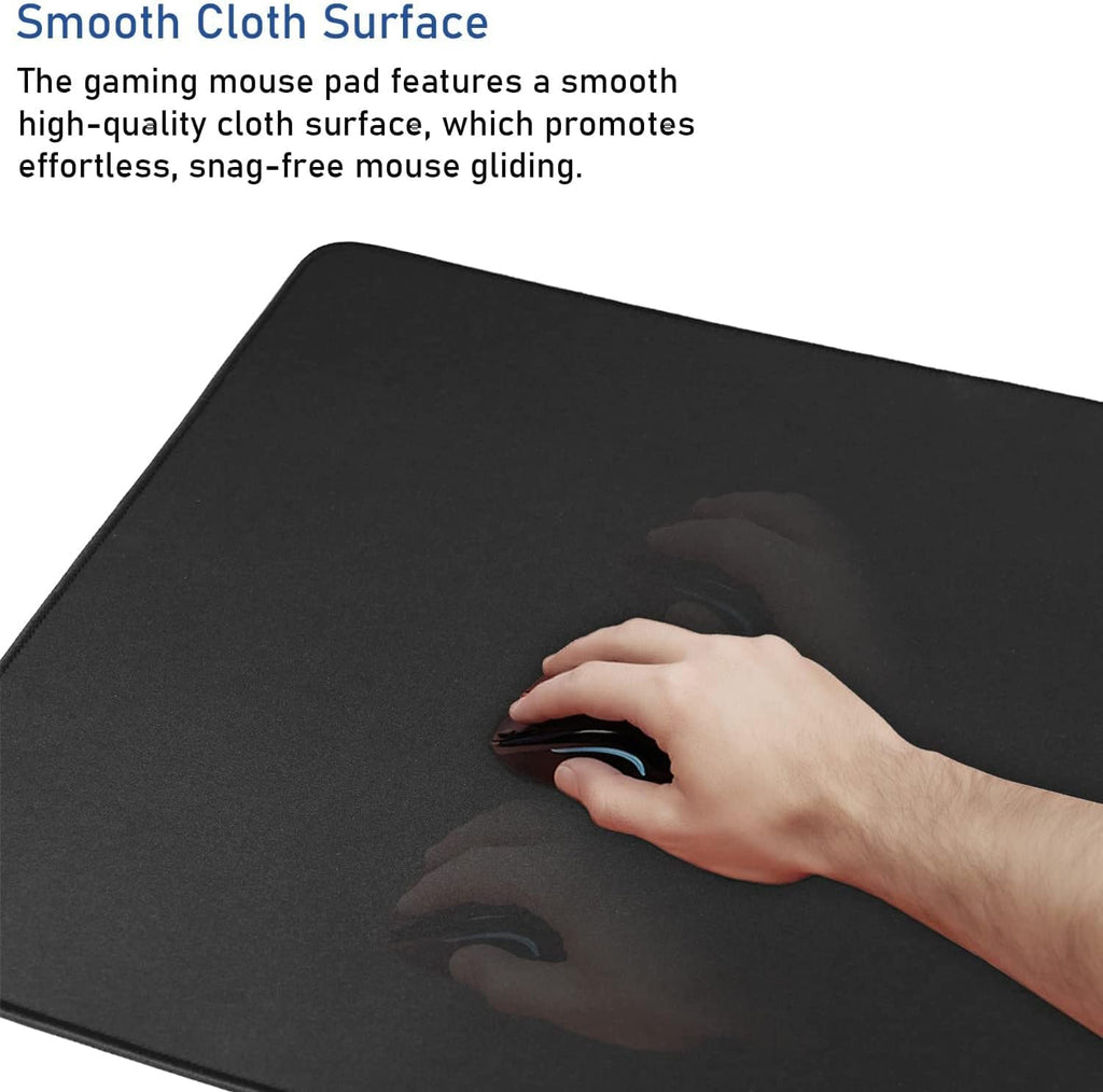 Large Extended Gaming Mouse Pad with Stitched Edges, (31.5X15.7In) Durable Non-Slip Natural Rubber Base, Waterproof Computer Keyboard Pad Mat for Esports Pros/Gamer/Desktop/Office/Home-Black