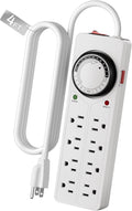 BN-LINK 8 Outlet Surge Protector with Mechanical Timer (4 Outlets Timed, 4 Outlets Always On) - White