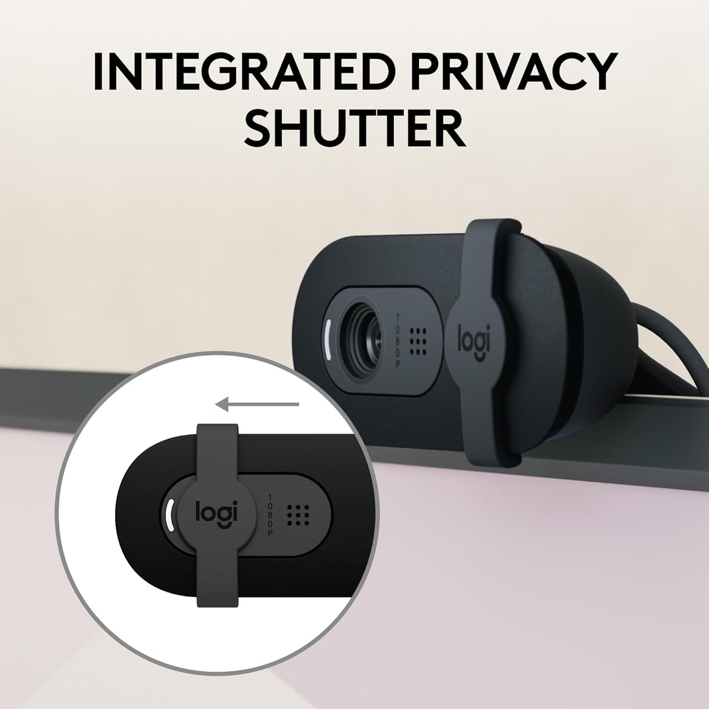 Logitech Brio 101 Full HD 1080p Webcam for Meetings, Streaming, Desktop, Laptop, PC - Built-in Mic, Shutter, Works with Zoom, Microsoft Teams, Nintendo Switch 2’s New GameChat Mode, USB-A,-Black