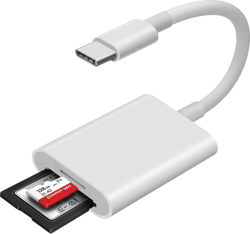 USB C SD Card Reader, WNXSLOAD SD Card Adapter with SD MicroSD Dual Slots for iPhone 15 16 iPad Mac MacBook Laptop, USB-C/TypeC High-Speed Trail Camera Memory Card Reader, Plug & Play - 2 Slots