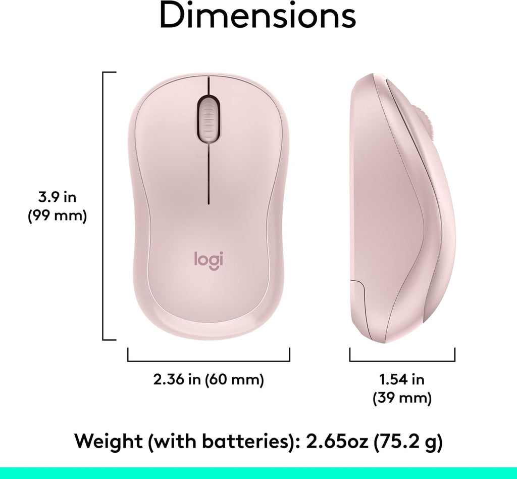 Logitech MK270 Wireless Keyboard and Mouse Combo for Windows, 2.4 GHz, 8 Multimedia Keys, PC, Laptop, Wireless Keyboard Compact Mouse Combo - Rose