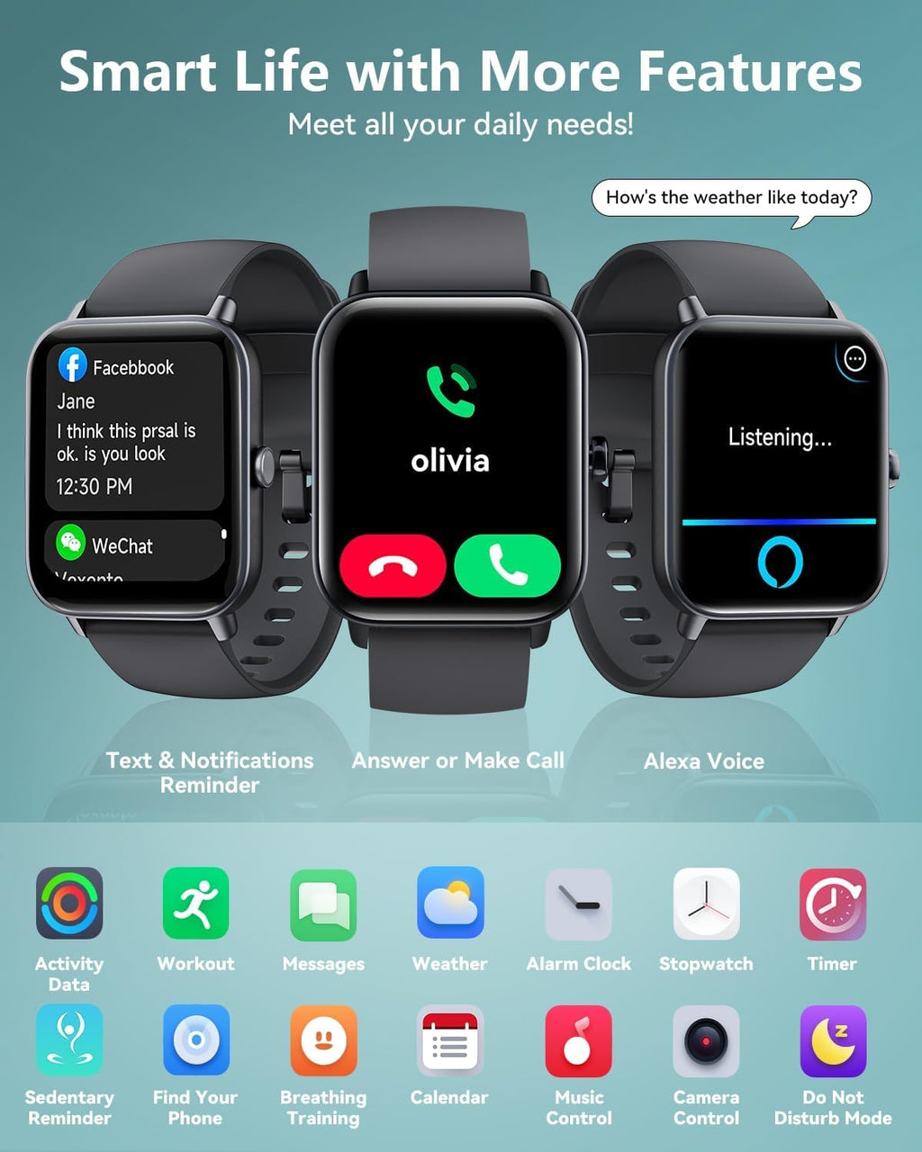 Smart Watch for Women & Men – Alexa Built-In, 1.8” HD Display, Bluetooth Calling, 120+ Sports Modes, IP68 Waterproof