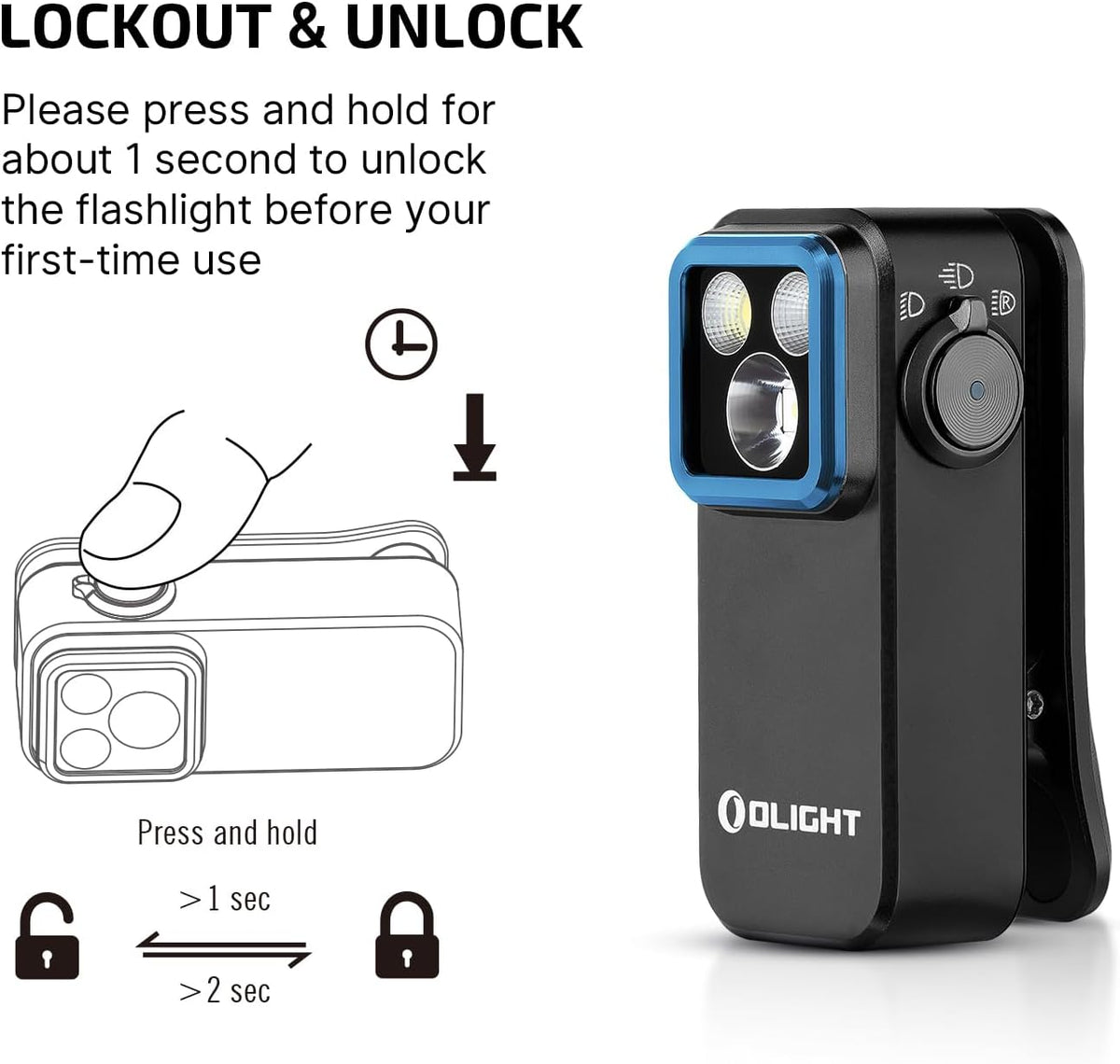 OLIGHT Oclip Pro EDC Flashlight Clip-on Light, Rechargeable 500 Lumens with Three Lighting Solutions Type-C Charging, Magnetic Flash Lights for Signaling, Cycling, Outdoor or Indoor Use(Black)