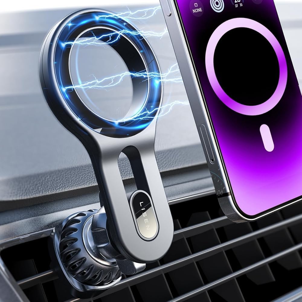 LISEN for MagSafe Car Mount, 2026 Magnetic Phone Holders for Car Air Vent Phone Mount [Ultra-Magnetic] Hands Free Cell Phone Holder Strong Clip Car Accessories for Men Women fit iPhone 17 16 15 14 Pro