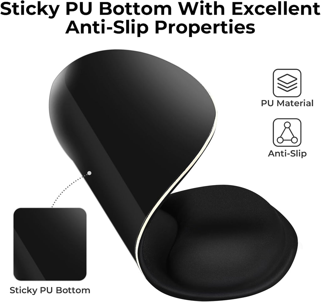 EooCoo Ergonomic Mouse Pad with Gel Wrist Rest Support Middle Concave Design, Relieve Wrist Pain Mousepad, Non-Slip Base for Laptop, Computer, Office Desk Accessories, Carpal Tunnel Syndrome