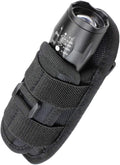 LIVANS Tactical Flashlight Pouch Holster, Rotatable Flashlight Holder Belt Clip Tactical Torch Carry Case with 360 Degree Carabiner Reel Clip