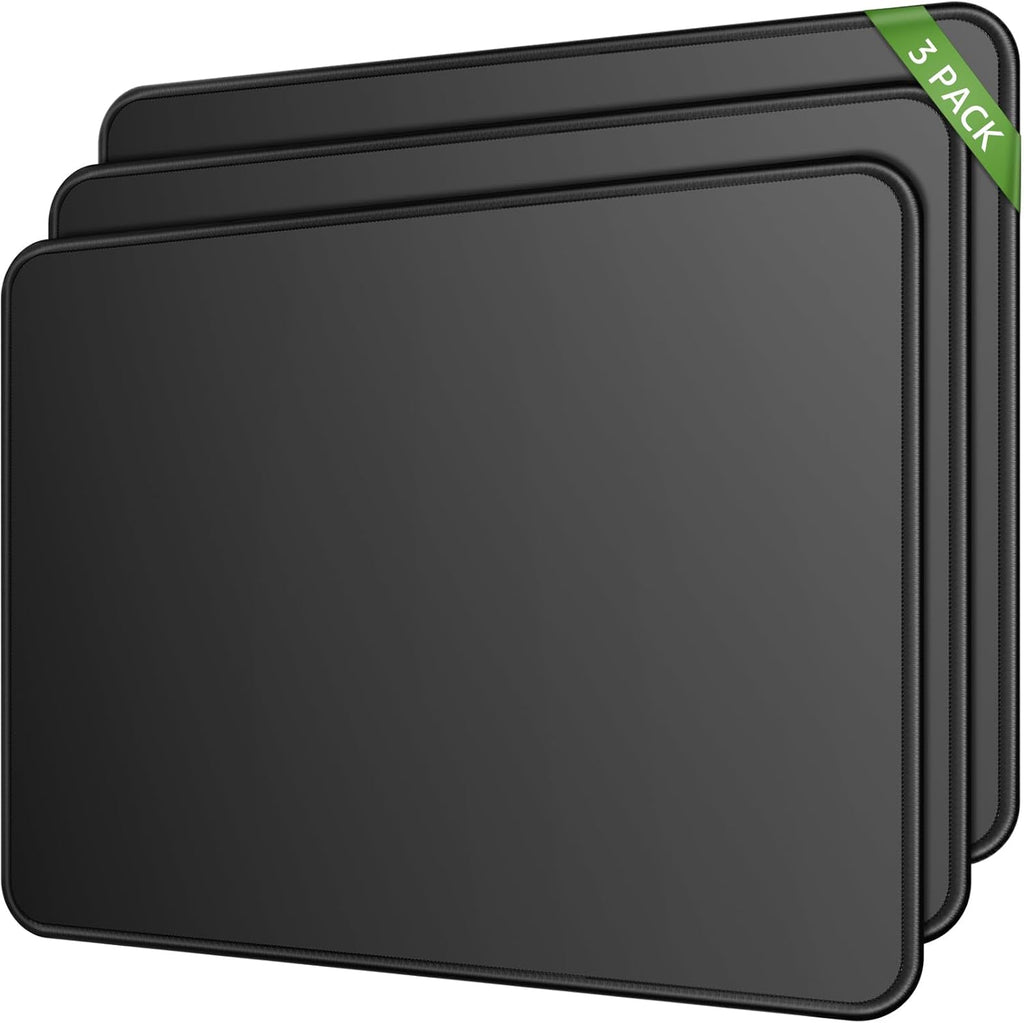 MROCO Mouse Pad 3-Pack [30% Larger] with Anti-Fray Stitched Edges, Premium Waterproof Surface, Non-Slip Rubber Base, Computer & Gaming Mouse Mat for Laptop, Office & Home, 8.5 x 11 in, Black