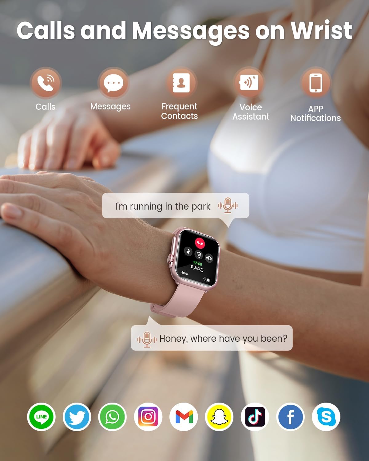 Smart Watches for Women (Android/iPhone), 1.83" HD Smart Watch with Calls/Messages/Notifications, Sleep/Heart Rate/SpO2/Blood Pressure Monitor, 110+ Sports Modes Fitness Tracker Watch, 1000mAh Battery