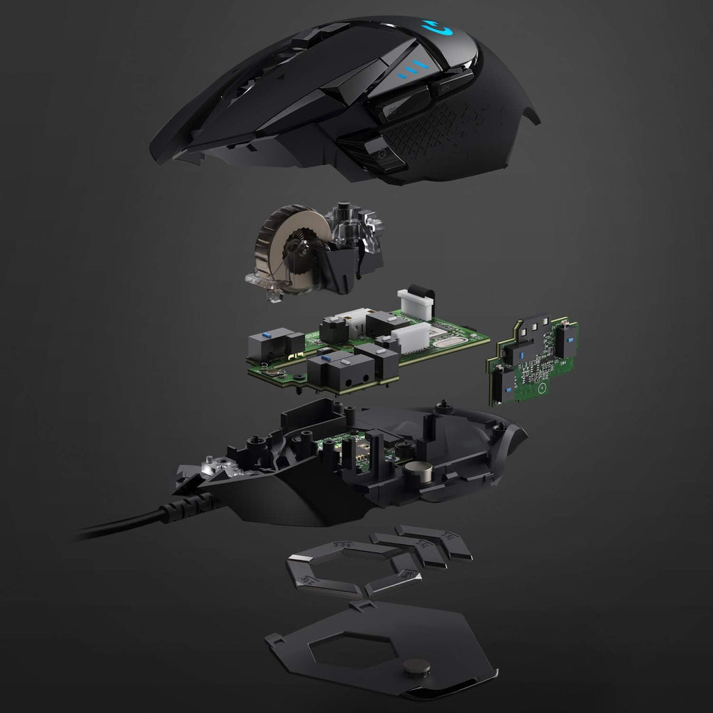 Logitech G502 Hero High Performance Wired Gaming Mouse, Hero 25K Sensor, 25,600 DPI, RGB, Adjustable Weights, 11 Buttons, On-Board Memory, PC/Mac