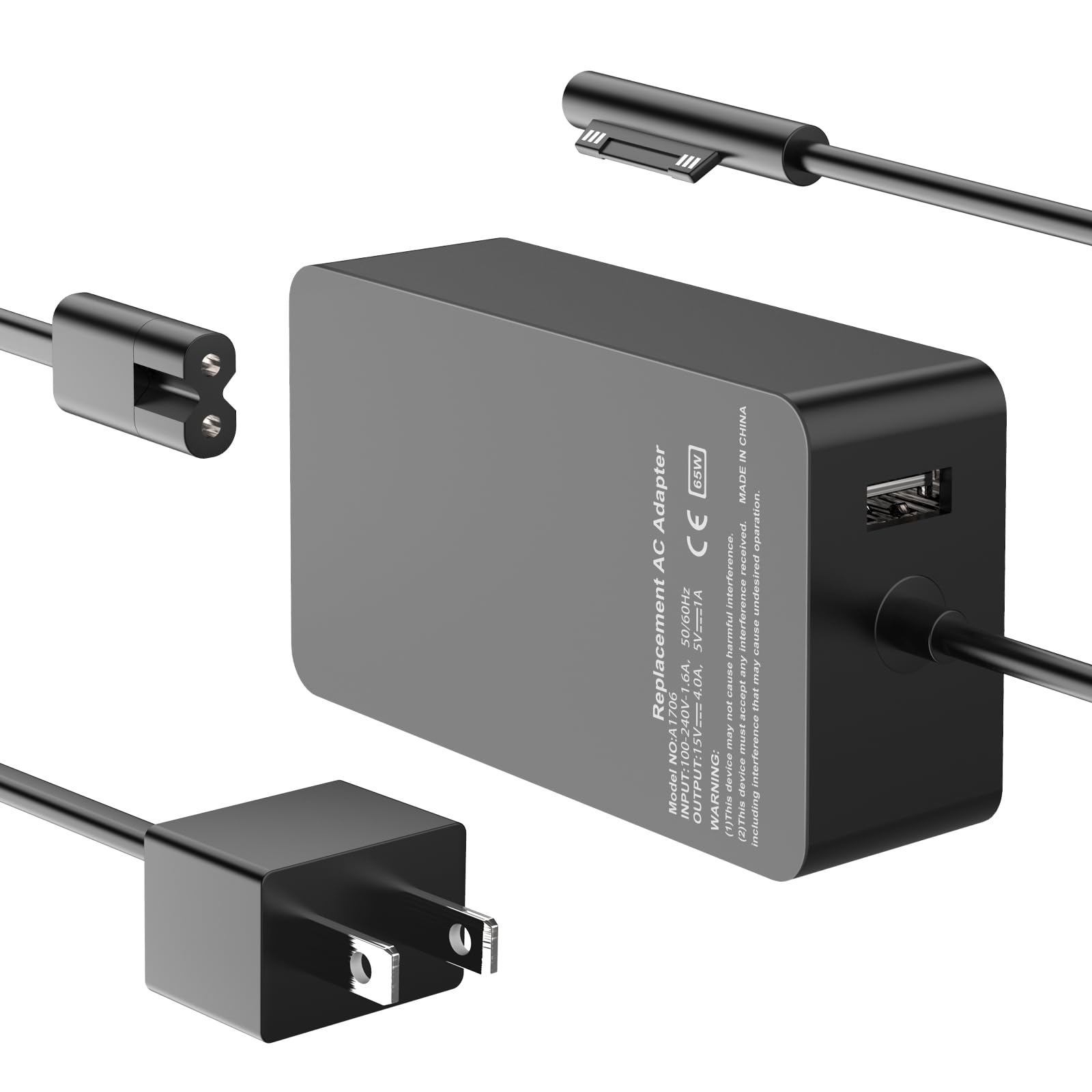 [Upgraded Version] Surface Pro Charger 65W for Surface Pro 3/4/5/6/7/8/9/X Power Supply Adapter, Compatible for Both Microsoft Surface Book Laptop/Tablet，Works with 65W&44W&36W&24W (10 Ft Cord)