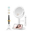 Makeup Mirror with Lights, Double Sided 1x/20x Magnifying Mirror with Light, Rechargeable 3 Color Lights and Adjustable Brightness, 360° Rotation Detachable Comes with Tweezer(White)