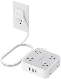 TESSAN Surge Protector Power Strip, 5 Ft Flat Plug Extension Cord with 3 USB (1 USB C) 8 Outlets, 1250W, 900J Protection, 3 Sided Outlet Extender with Power Switch for Office, Dorm Room Essentials