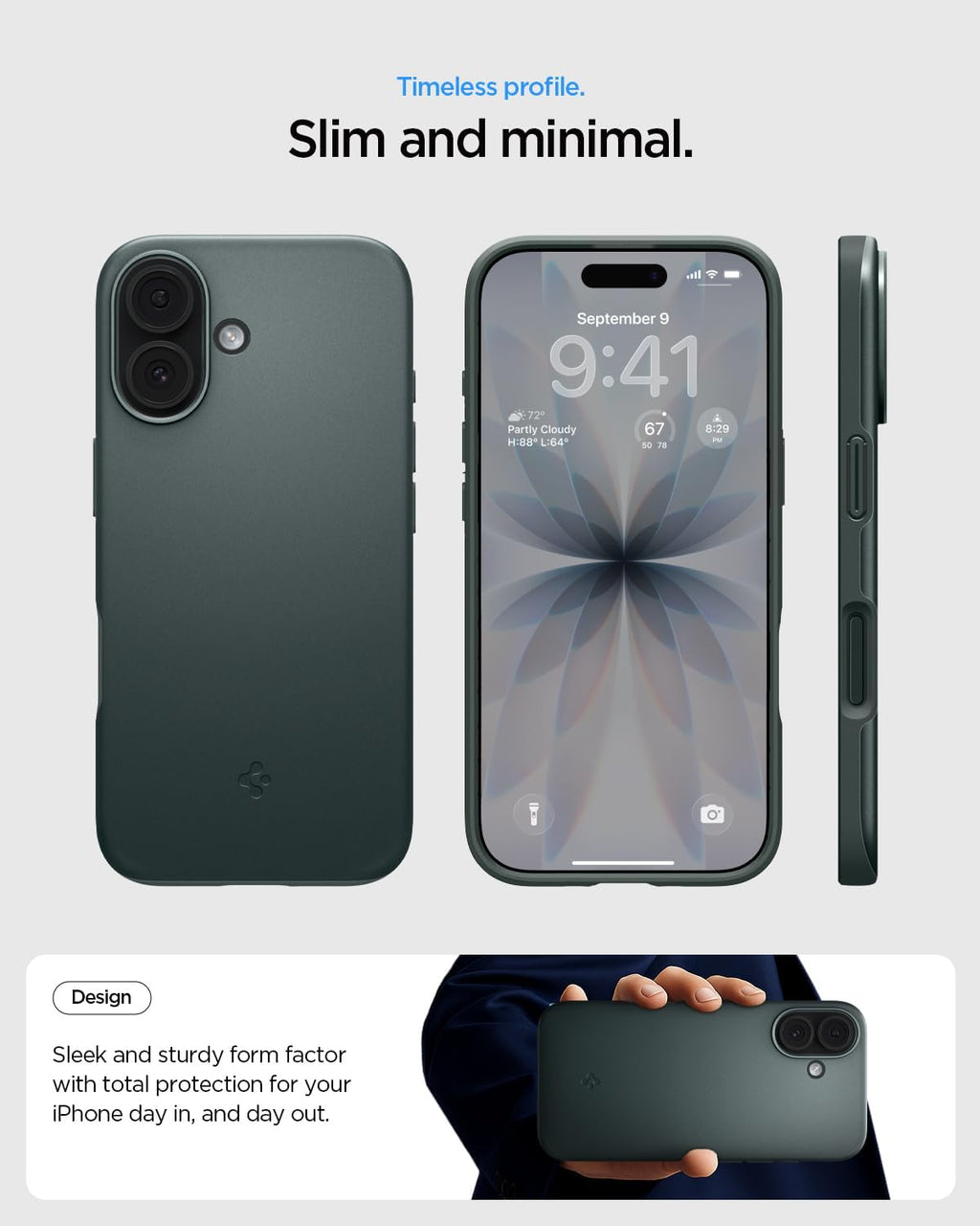 Spigen for iPhone 17 Case, Thin Fit MagFit [TPU Covered Camera Control] [Compatible with MagSafe] - Abyss Green