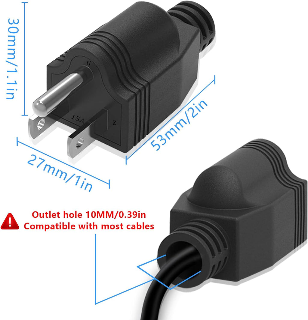 Replacement Plugs, 3 Pack 3 Prong Replacement Plug with 1 Screwdriver, Extension Cord Ends, ReplacementPlug 3 Prong , Neutral Ground Bonding Plugg, 3 Wire 15A 125V Male Plug, Black