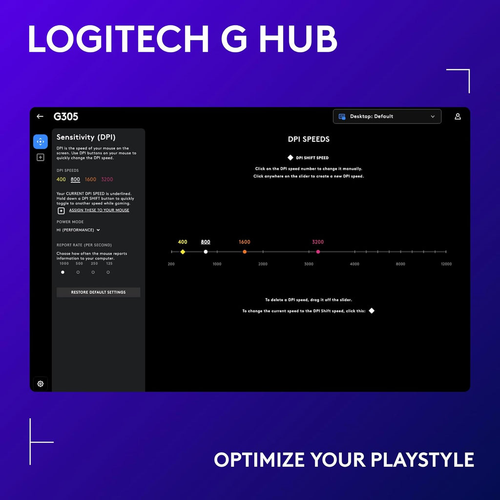 Logitech G305 Lightspeed Wireless Gaming Mouse, Hero 12K Sensor, 12,000 DPI, Lightweight, 6 Programmable Buttons, 250h Battery Life, On-Board Memory, PC/Mac - Black