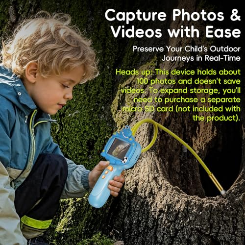 Borescope Camera Toy with Light for Kids - STEM Science Educational Toy for 4 5 6 7 8 9 10 Years Old Boys Girls Birthday Gift, Snake Scope Camera for Outdoor Camping Nature Exploration