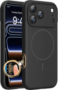 Miracase Magnetic for iPhone 17 Pro Case, Compatible with MagSafe, Integrated Silicone Camera Control Cover, 3.0mm Thicken Shockproof Drop Protection Phone Case for 17 Pro,Black