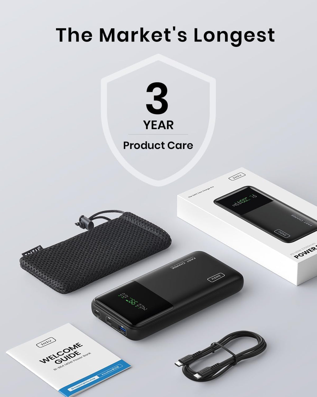 INIU 27000mAh Power Bank, High Capacity 140W Laptop Portable Charger, USB C Tablet Powerbank, Digital Display Phone Charge for iPhone 17 16, Samsung, iPad, MacBook, Camping, Outdoor, Emergency etc