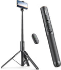 Sensyne 60" Phone Tripod - Selfie Stick, Lightweight All in One Phone Tripod Integrated with Wireless Remote Compatible with All Cell Phones for Selfie/Video Recording/Photo/Live Stream/Vlog（Black）