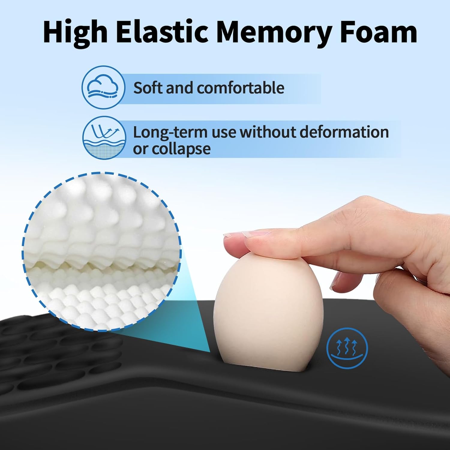 YIWEI Ergonomic Mouse Pad with Wrist Support - Gel Memory Foam Mouse Mat for Computer Keyboard & Laptop - Non-Slip Base, Pain Relief for Home Office & Gaming - Black