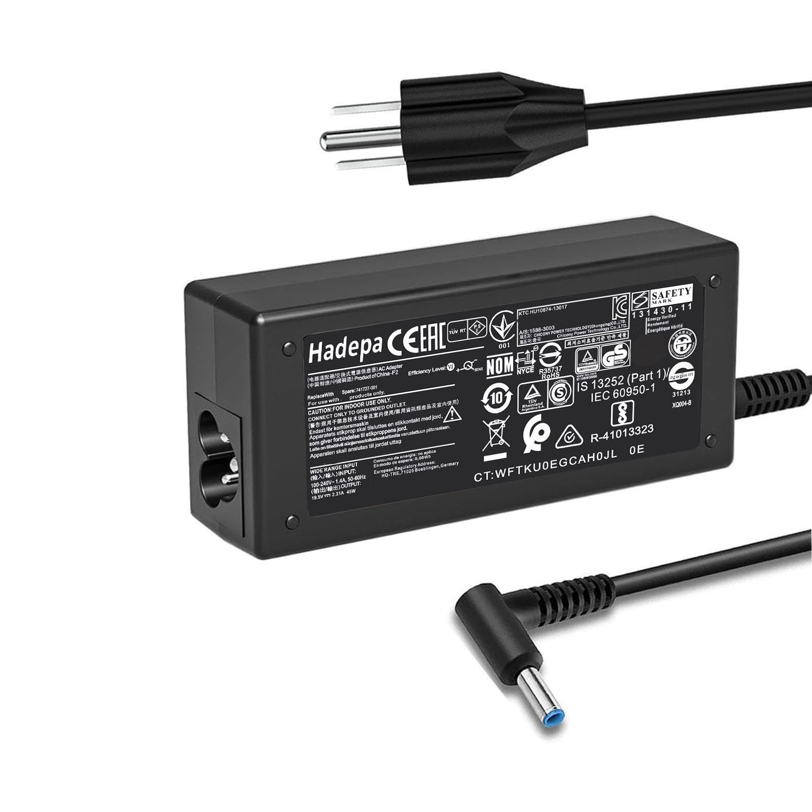 45W 19.5V 2.31A 741727-001 L25296-001/002/003/004 213349-109 TPN-CA14 TPN-LA15 Laptop Charger Compatible with HP Pavilion 15 14 13 11 Notebook Stream 14 13 11 Envy X360 Blue Tip Adapter Power Cord