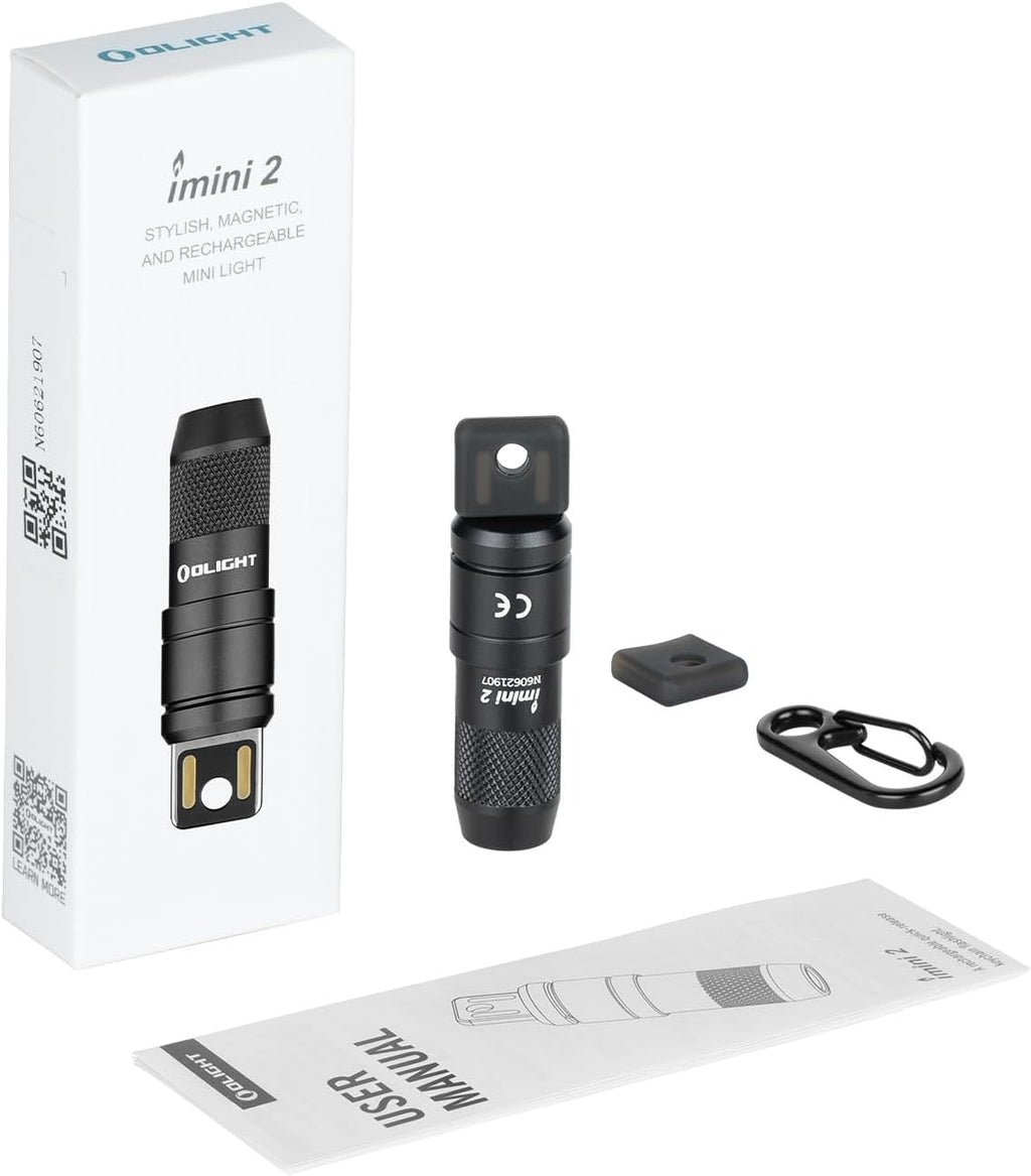 OLIGHT IMINI 2 EDC Rechargeable Keychain Flashlight, 50 Lumens Compact and Portable Mini LED Keyring Lights with Built-in Battery Ideal for Everyday Carry and Emergencies (Black)