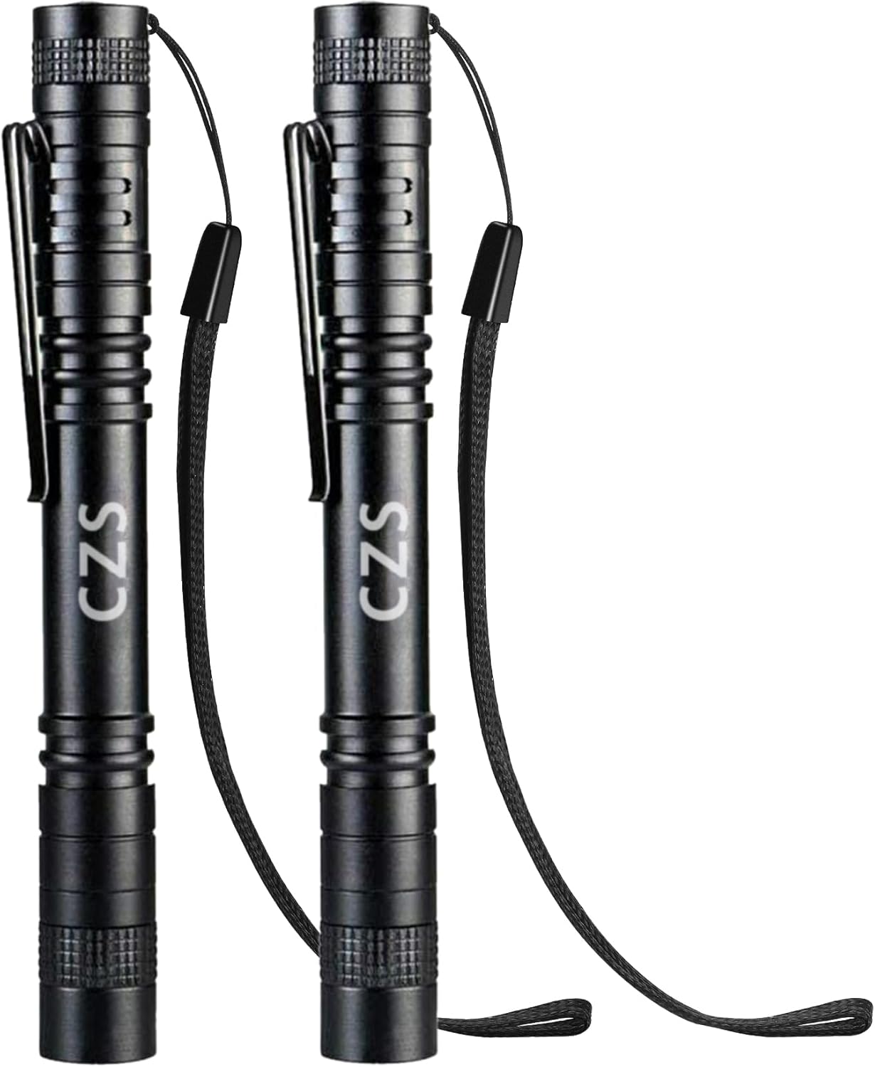 CZS Flashlight, 2 Pack Pen Light, Small Flashlights High Lumens, Battery-Powered LED Flashlight by 2AAA Battery, Waterproof Pocket Flashlights for Work, Emergency (Battery Not Included)