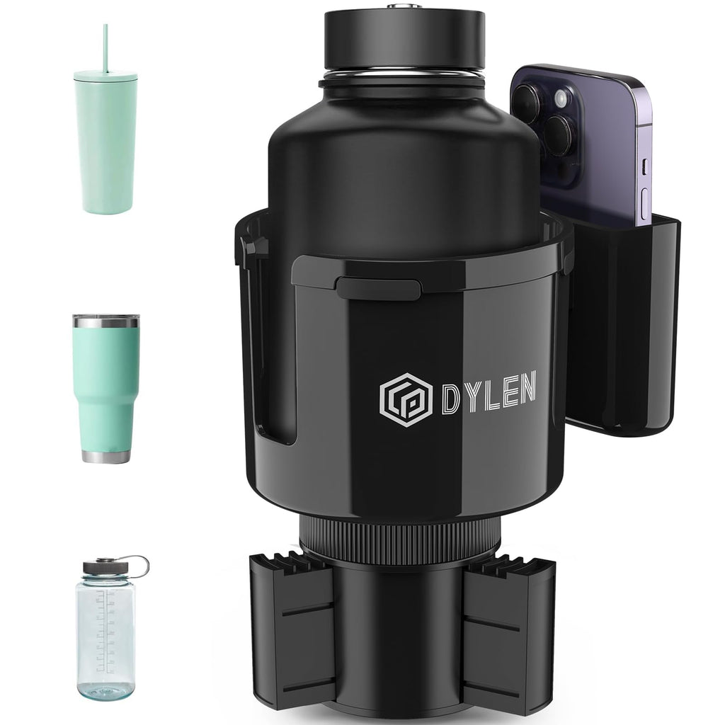 DYLEN Car Cup Holder Expander, Cup Holder Extender Adapter for Car with Expandable Base, Fits Yeti 20/26/30/46oz, Hydroflask 32/40oz, Large Water Bottles in 2.8"-4.2" (16-46oz)