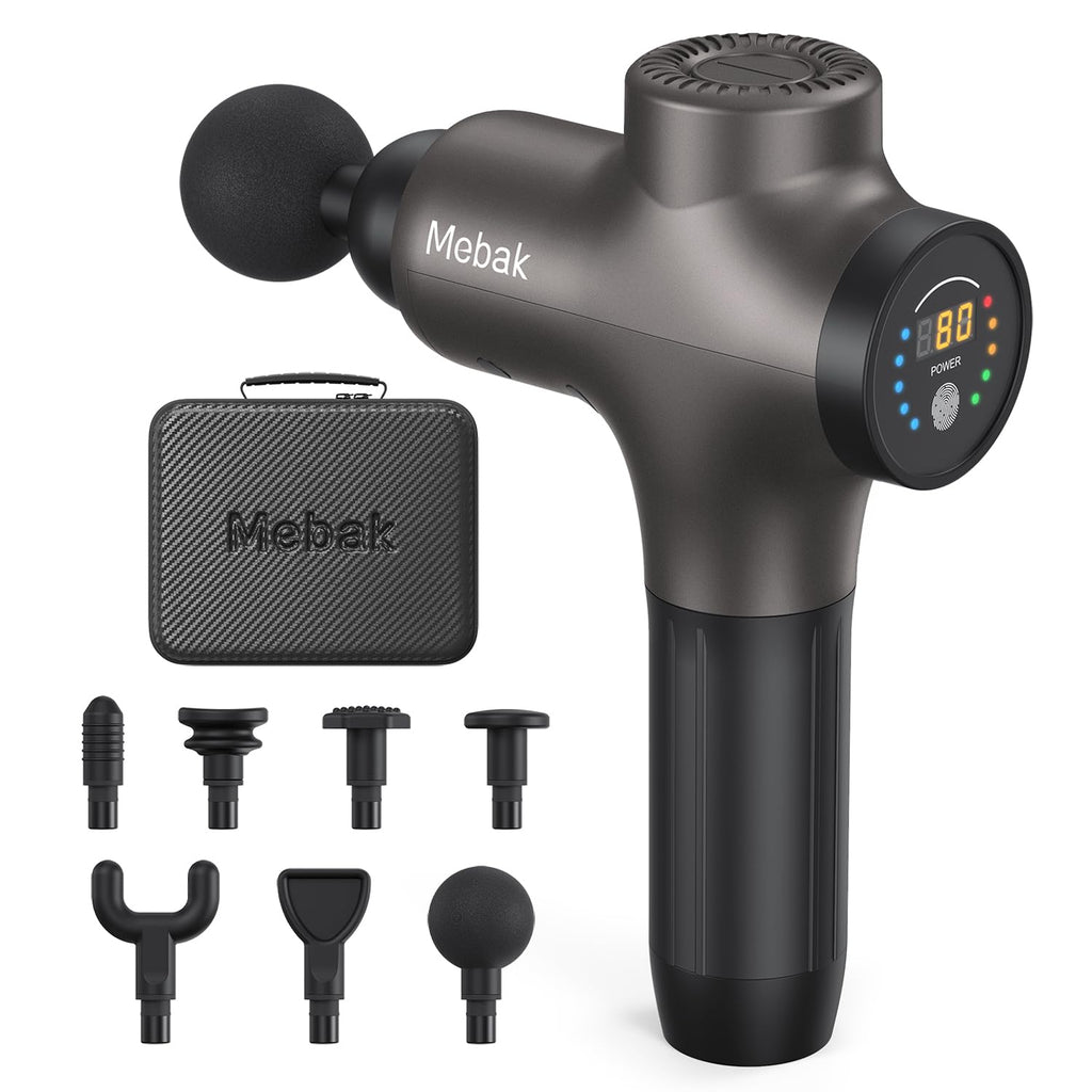 Mebak 3 Massage Gun, Massage Gun Deep Tissue for Athletes, Professional Muscle Percussion Massager, Massager for Shoulder Leg Back Body Pain Relief, Quiet Portable Sport Tool, Gifts for Him