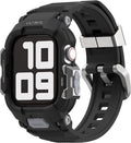ULTIMAL Rugged Case with Band for Apple Watch Band Series 42mm 11/10, Military Grade Shockproof Bumper Cover, Full Protective Shockproof for iWatch Case with Band Men Women (Black)