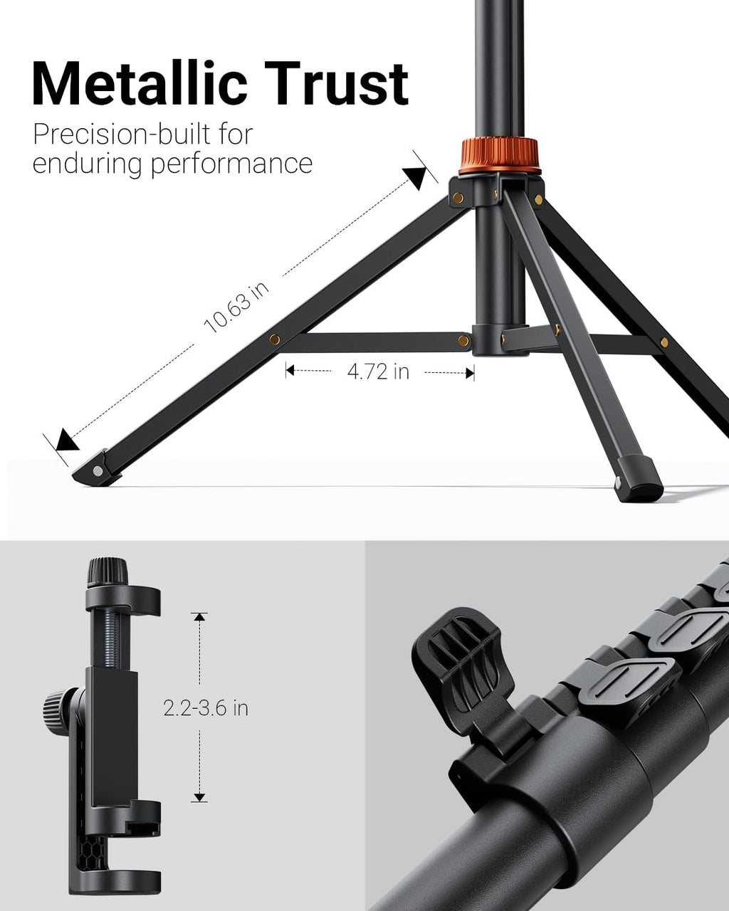 66" Phone Tripod, Tripod for iPhone with Remote & Ultimate Phone Mount, Extendable Selfie Stick Cell Phone Tripod Stand for Video Recording, Compatible for iPhone/Android/Camera, Light Stand