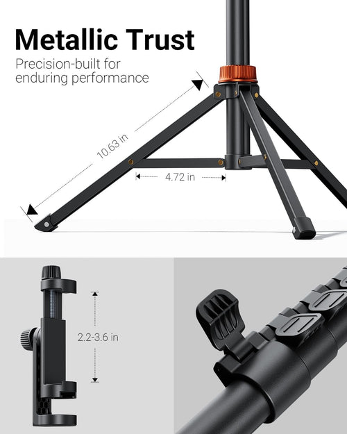 66" Phone Tripod, Tripod for iPhone with Remote & Ultimate Phone Mount, Extendable Selfie Stick Cell Phone Tripod Stand for Video Recording, Compatible for iPhone/Android/Camera, Light Stand