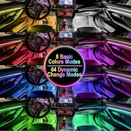 BFXM Car Interior Lights, 12V LED Strip Lights with Cigarette Lighter Adapter, Ambient Lighting Car Accessories, App & Remote Control Music Sync Color Change Lights for Truck Car Decor (36LED Beads)