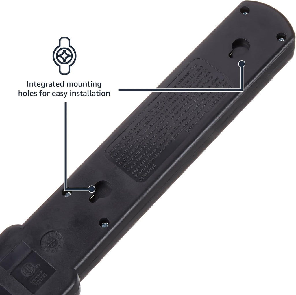 Surge Protector Power Strip, 6-Outlet with 200J Protection, 2ft Extension Cord, Rectangle, Black (2 Pack)