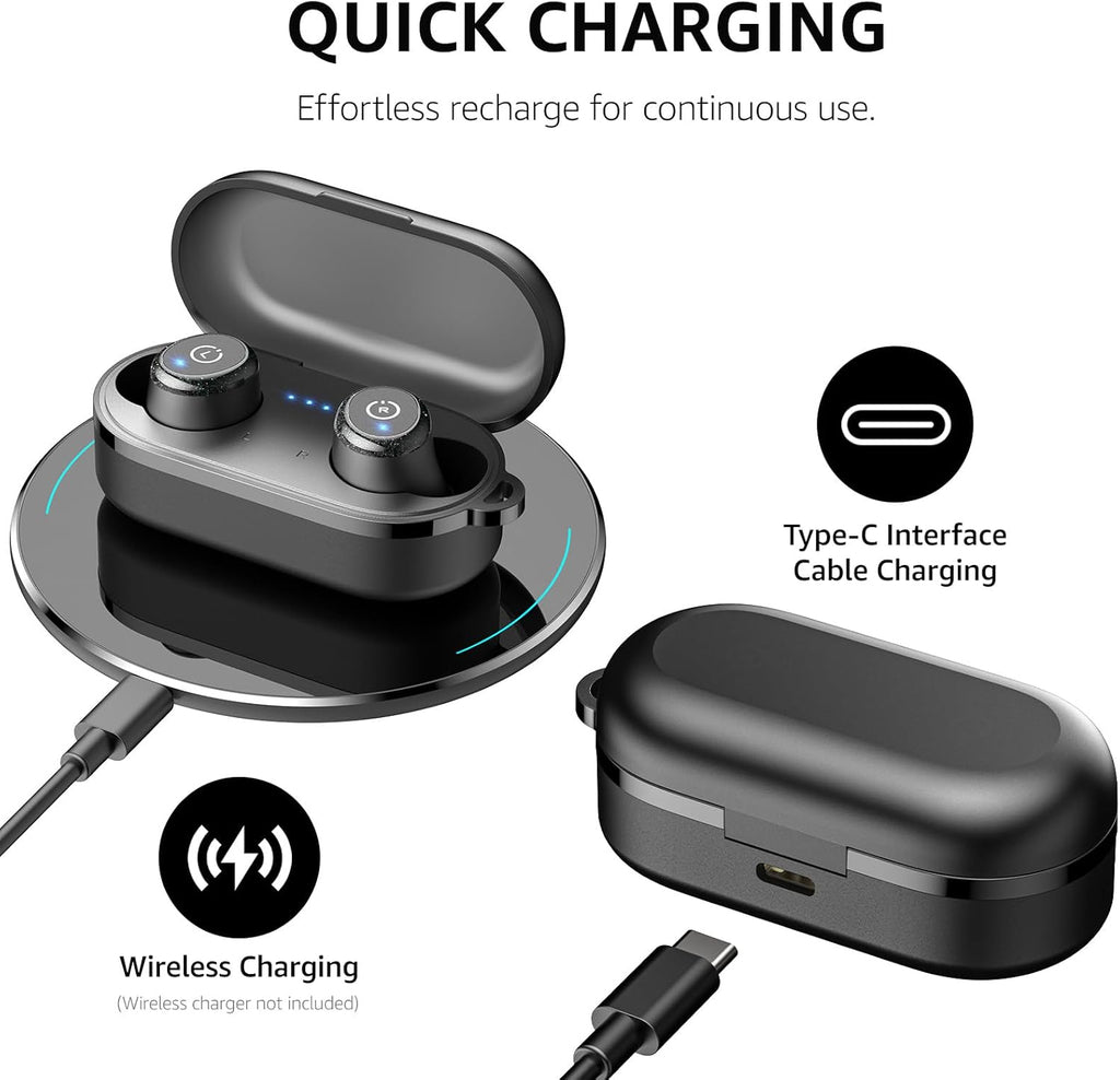 TOZO T10 Wireless Earbuds Bluetooth 5.3 Headphones, App Customize EQ, Ergonomic Design, 55H Playtime, Wireless Charging Case, IPX8 Waterproof Sound in-Ear Headset, New Version