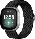 Maledan Braided Stretchy Band Compatible for Fitbit Sense/Versa 3/4 and Sense 2, Soft Elastic Strap Bracelet Wrist Bands for Smart Watch, Accessory for Men and Women