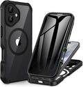CENHUFO Magnetic Privacy for iPhone 17 Case [Compatible with Magsafe] Full Body Phone Case Built-in 9H Tempered Glass Privacy Screen Protector Camera Protection Shockproof Bumper Clear Cover -Black