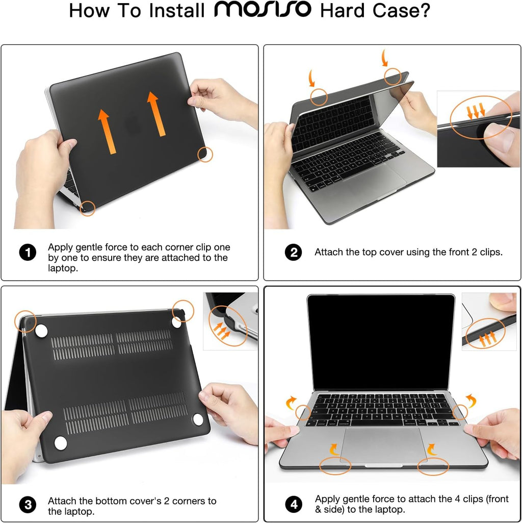 MOSISO Compatible with MacBook Air 13 inch Case 2026 2025 2024 2023 2022 M4 A3240 M3 A3113 M2 A2681,Plastic Hard Shell&Keyboard Cover&Screen Film&Pouch for MacBook Air 13.6 inch Case, Crystal Clear