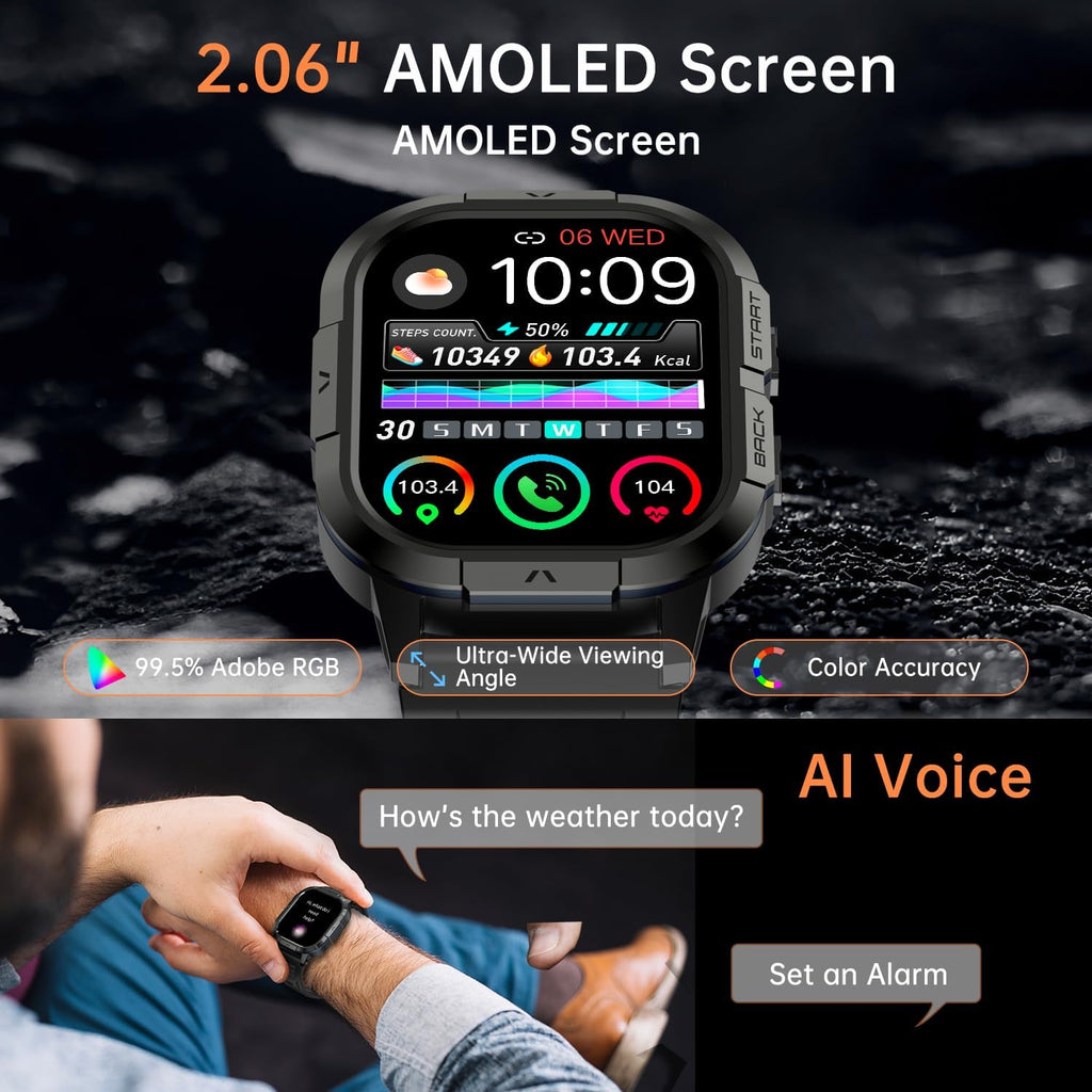 Smart Watch for Men – Fitness Tracker, Waterproof Military Digital Watch, Running & Sports, Answer Calls, Android & iPhone Compatible