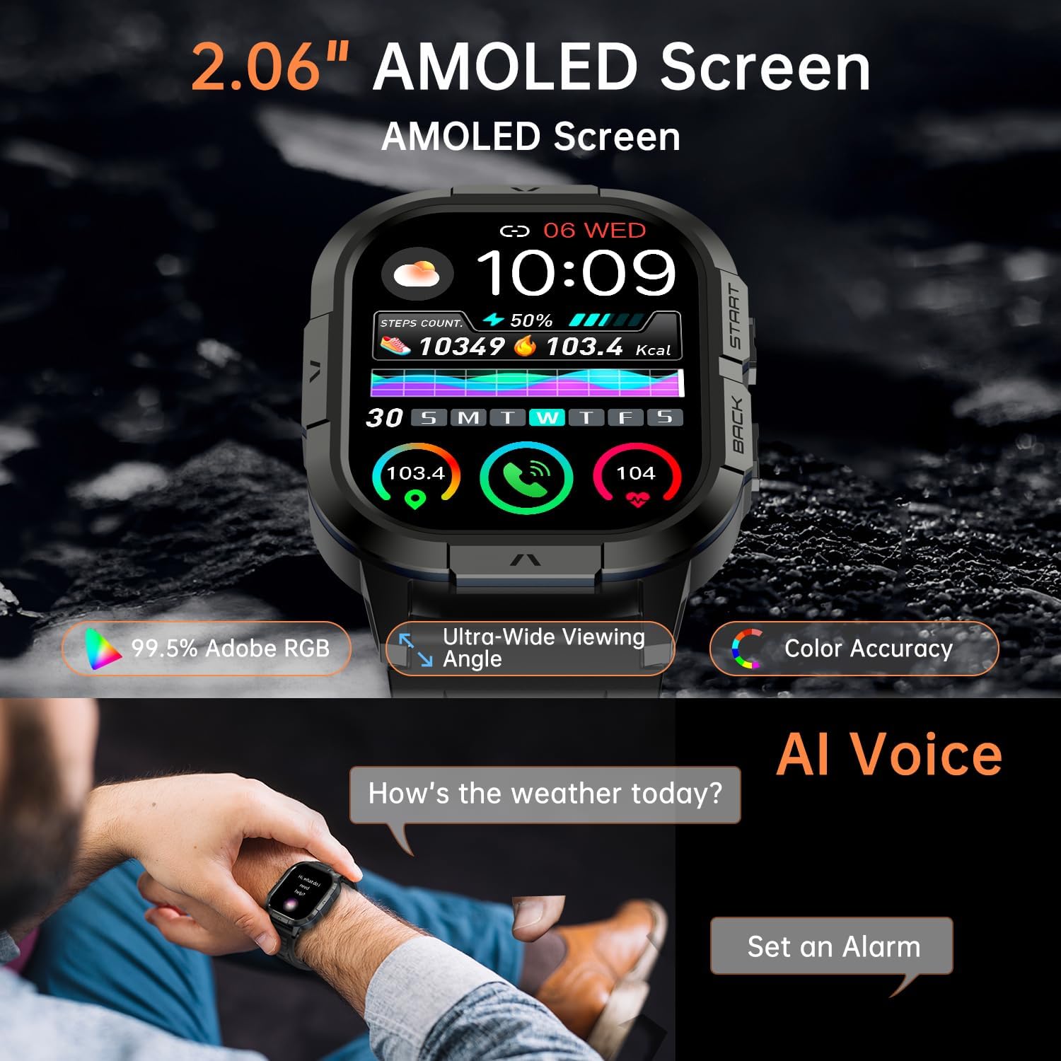 Smart Watch for Men – Fitness Tracker, Waterproof Military Digital Watch, Running & Sports, Answer Calls, Android & iPhone Compatible