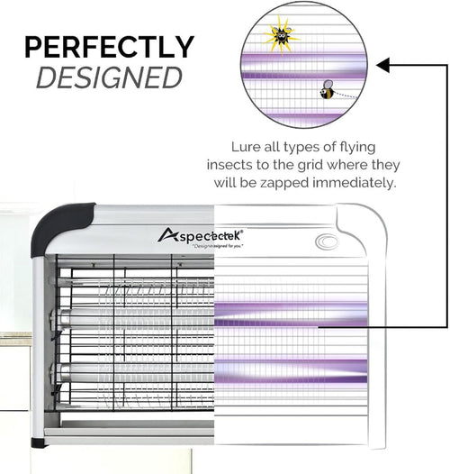 ASPECTEK Insect Killer, Bug Zapper, Powerful 20W Electronic Indoor Fly Zapper for Mosquito, Fungus Gnat, Asian Beetle, Moth, Flying Pests - Indoor Use, Includes 2-Pack Replacement Bulbs