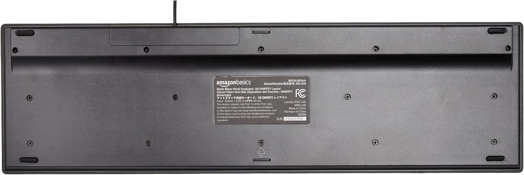 Wired QWERTY Keyboard, Full-Sized, Black